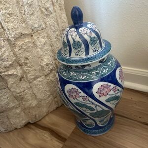 Vintage Floral Ceramic Ginger Jar